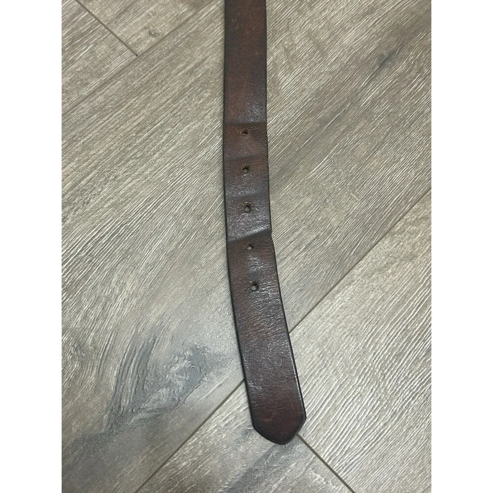 J CREW Mens Genuine Leather Belt  Brown Silver Buckle Size 38 Made In England